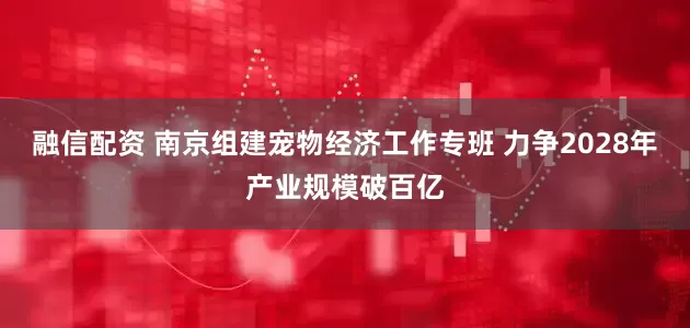 融信配资 南京组建宠物经济工作专班 力争2028年产业规模破百亿